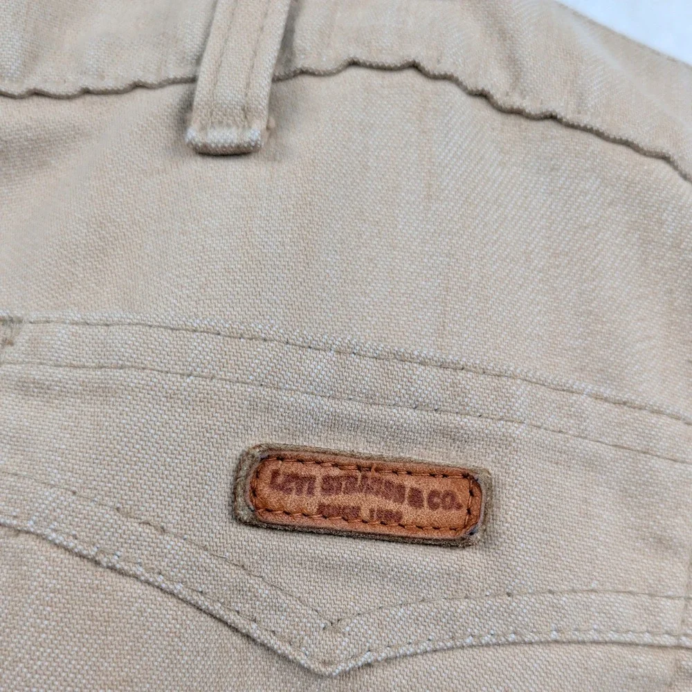 Vintage Levi's White Tab Flare Bell Bottom Brown Pants Men's 42x20 Talon Zip 70s